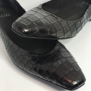Stuart Weitzman Espresso Alligator Flats